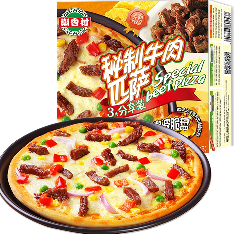 潮香村 秘制牛肉匹萨90g*3
 
买3件7折，拍3件，折25元