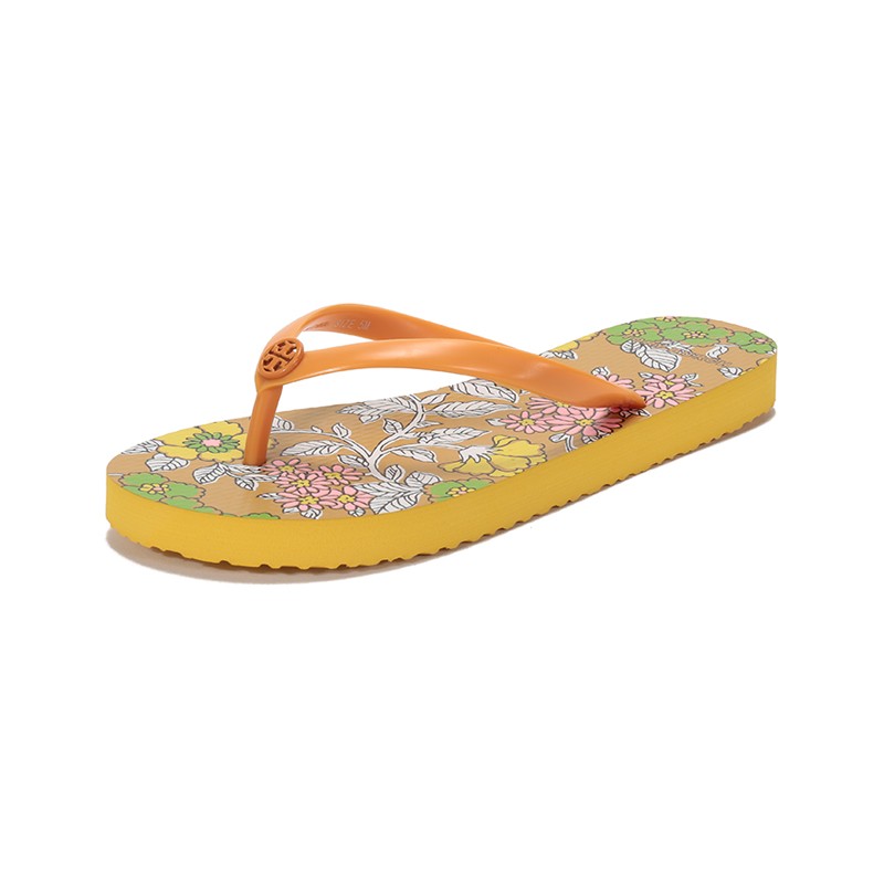 好价-托里·伯奇 TORY BURCH 奢侈品 TB女鞋 PVC平底拖鞋人字拖黄色印花图案 80072 800 5/35.5码
 
下单1件，单件180元