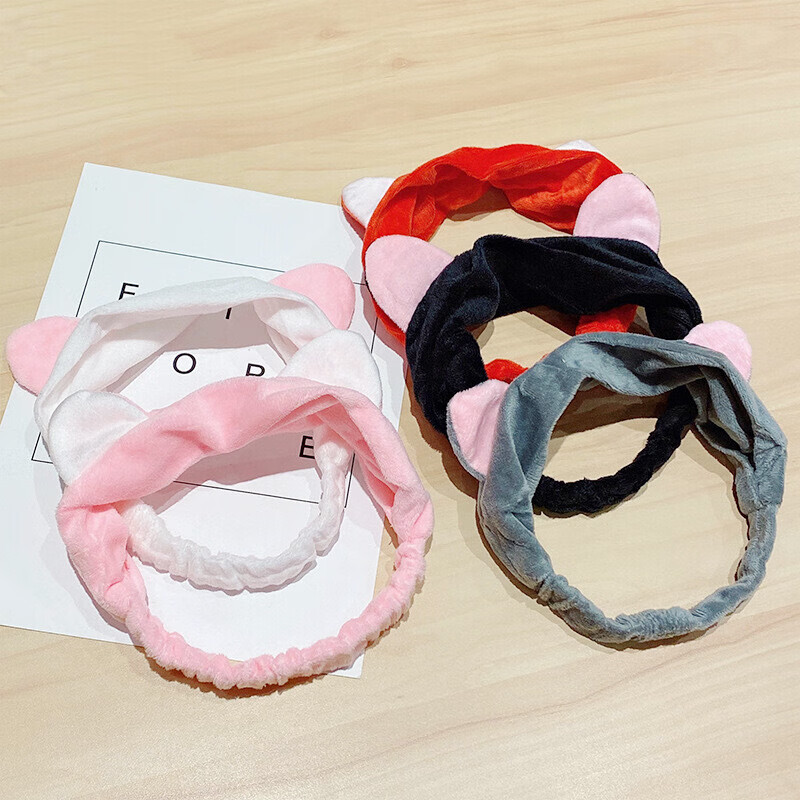 【补贴价:1.9元】 【2个装】韩国洗脸网红束发带女敷面膜发箍头饰绑发头套捆简约发卡可爱发夹 【颜色随机】小兔耳朵 2个装