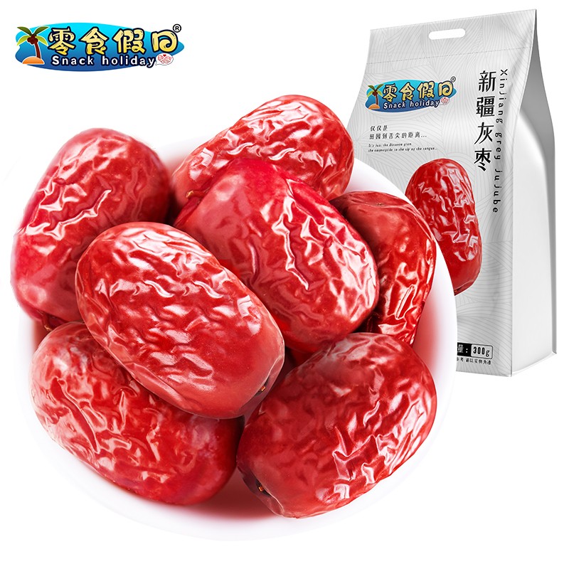 反馈假日新疆灰枣红枣若羌灰枣300g，买6件券后21.7

