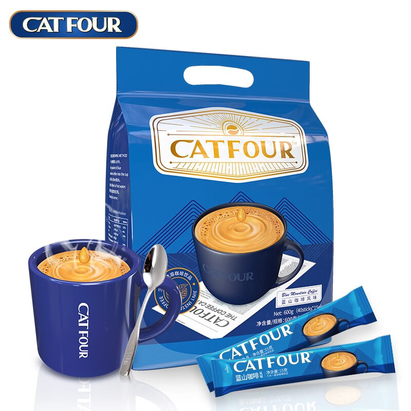 Catfour 特浓缇神速溶 蓝山咖啡风味 40条600g*1袋 到手19.9元
