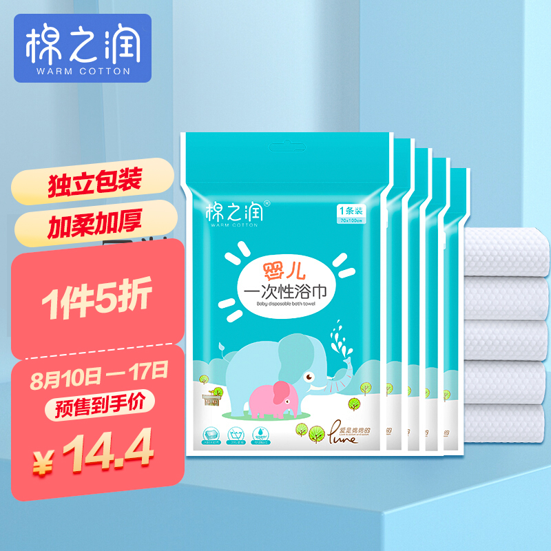 神单来了,速度!
棉之润 一次性浴巾旅行便携 5条 
  
下单6件，单件7.73元,合计46.4元
5折叠169-40券【神价格】 