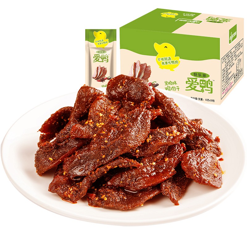 爱鸭卤味零食麻辣味甜辣味鸭肉干360g整箱小包装鸭肉脯鸭货黑鸭味
 
下单11件单件16.89元