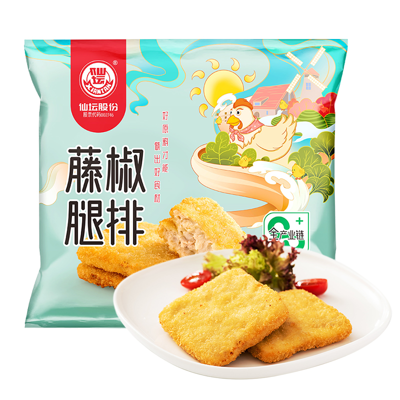 仙坛 藤椒腿排  1kg/汉堡肉饼，叠加239-120，下5件71.6。 

