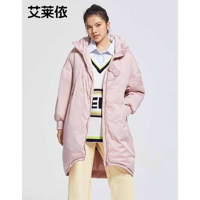 艾莱依商场同窾摇滚大衣羽绒服，169元
