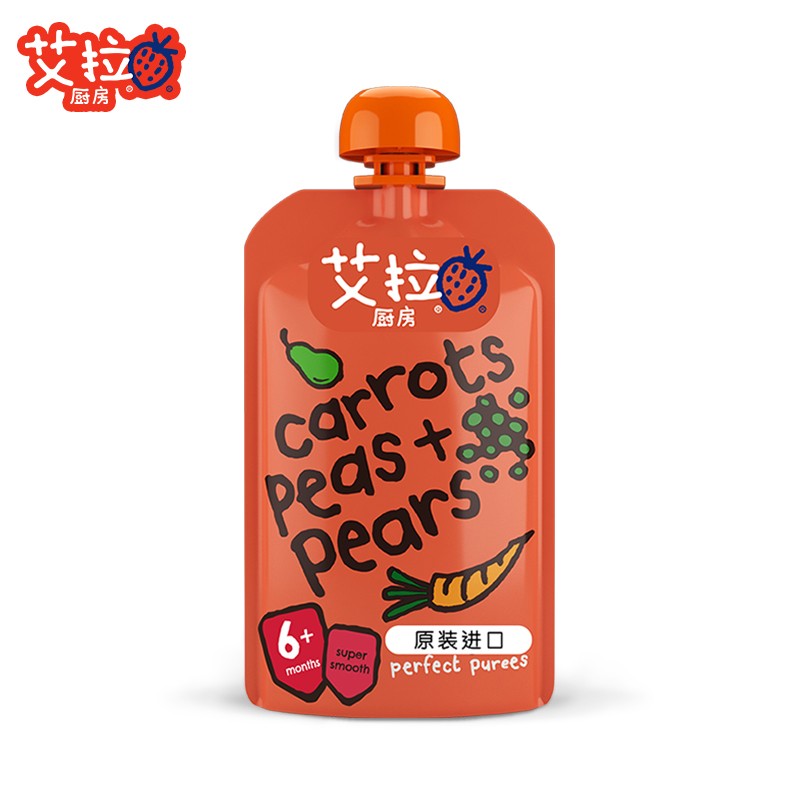 神单来了,速度!
艾拉厨房豌豆梨胡萝卜果蔬泥母婴鲜果泥欧洲原装 进口吸吸袋120g*1支
 
叠加199-105券 下单7件，单件2.94元【神价格】 