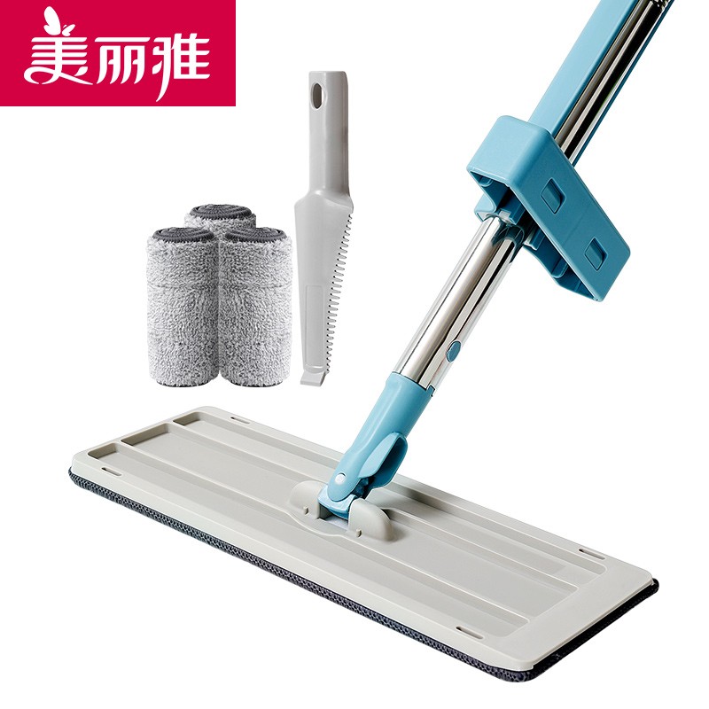 美丽雅 推水平板拖把干湿两用 32CM中号共3张拖布 29.9元
