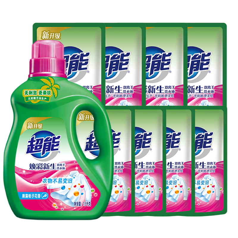 超能11斤套装：双离子洗衣液（焕彩新生）1.5kg+500g*8 
 
下单1件单件39.9元