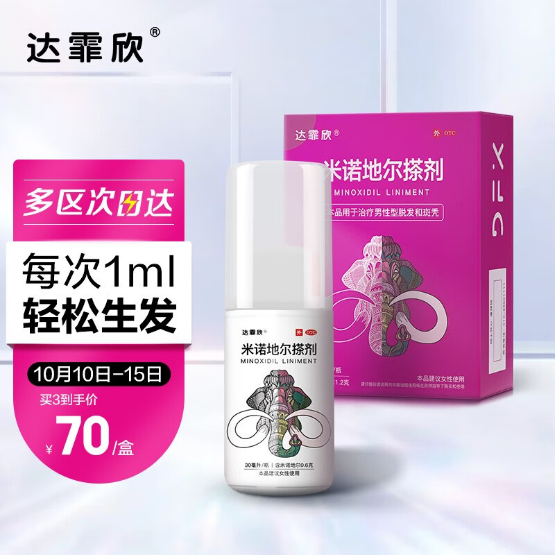 29元+邮
达霏欣 米诺地尔酊搽剂2%浓度30ml

