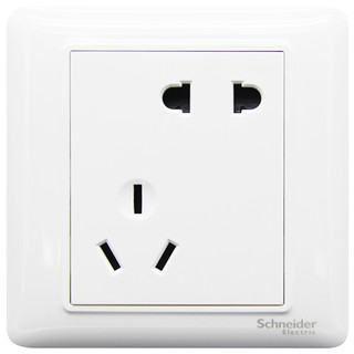 Schneider Electric 施耐德电气 施耐德开关插座面板 睿意系列白色 强电插座 10A斜五孔 错位二三插