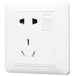 Schneider Electric 施耐德电气 施耐德开关插座面板 睿意系列白色 强电电源插座 10A五孔带开关 一开五孔