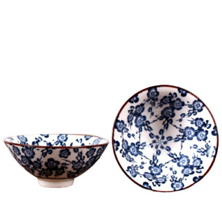 菁蔻华 仿古青花瓷斗笠杯 8.5x3.5cm 容量约60ml 个人品茗杯主人杯 大号（梅花 ）