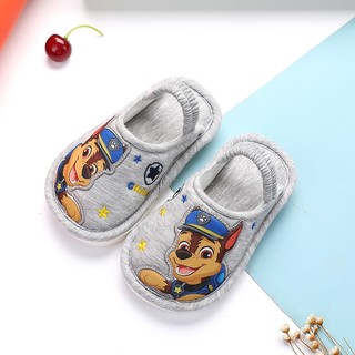 Paw Patrol 汪汪队立大功 汪汪队宝宝拖鞋秋冬儿童棉拖鞋男童1-3岁2防滑软底婴幼儿亚麻毛拖 2038亚麻汪汪队灰色阿奇 内长16厘米/180码