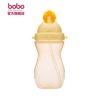 bobo 乐儿宝 儿童吸管杯夏季学饮杯宝宝水壶喝奶喝水外出携带黄色400ml