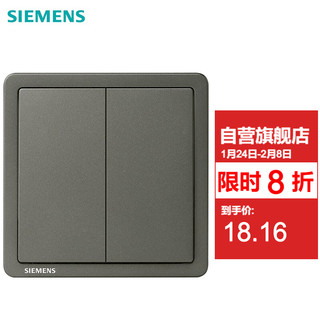 SIEMENS 西门子 开关插座面板 墙面开关强电86型大面板 致典系列烟金灰 二开双控