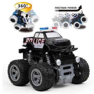 abay 警车汽车模型玩具车惯性四驱越野车旋转特技车儿童玩具