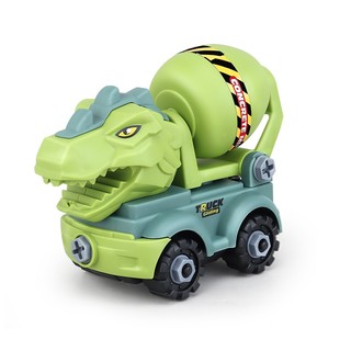 凌盛玩具 儿童玩具惯性车男孩恐龙工程车运输惯性车仿真动物模型恐龙玩具新年礼物 霸王龙搅拌机滑行车935-18