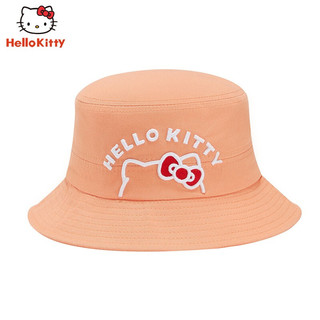 Hello Kitty 凯蒂猫 HelloKitty 凯蒂猫渔夫帽亲子款儿童成人春夏遮阳帽日系潮流户外沙滩太阳帽 KSH1177粉橘53 (3-5岁)