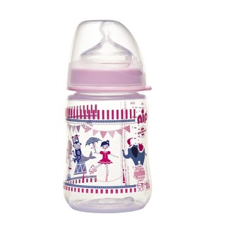 NIP 昵哺 宽口径PP奶瓶260mL (附硅胶中流量奶嘴)大宝宝奶瓶（游乐园红）