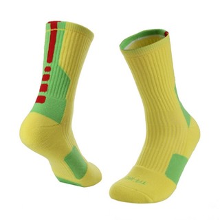 SAFOOL 赛风 中高筒运动袜篮球袜子男女健身精英袜子潮袜打球跑步透气耐磨护脚毛巾底长筒袜 黄色