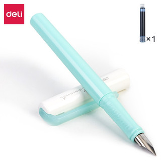 得力工具 得力(deli)EF明尖学生钢笔练字套装 中小学生墨水笔 附笔盒 蓝色墨囊 A932 绿杆
