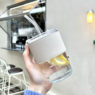 猫厨 萌物坊 创意竹节极光便携式玻璃吸管杯 透明色 2个装