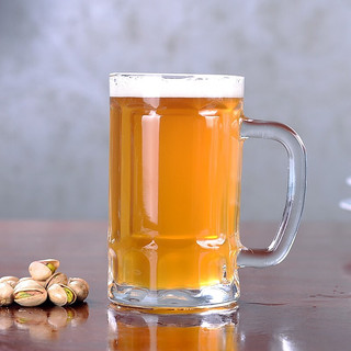 Beisesi 贝瑟斯 带把玻璃杯家用杯子水杯带手柄大容量扎啤杯把手茶杯啤酒杯2只装380ML