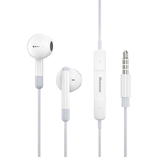 Newmine 纽曼 XL10线控音乐手机耳机半入耳式有线耳机耳麦3.5mm接口 电脑笔记本手机通用 白色