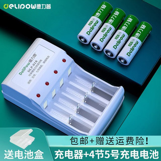 Delipow 德力普 充电电池 5号/7号电池 配12节电池充电器套装适用玩具/遥控器/鼠标键盘 充电器 4节5号电池