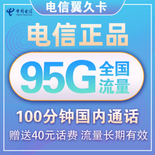 CHINA TELECOM 中国电信 翼久卡 29元月租长期套餐 送40话费