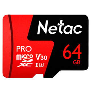 Netac 朗科 P500 Micro-SD存储卡 64GB（UHS-I、V30、U3、A1）