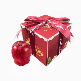 mr seafood 京鲜生 潘苹果 平安果花牛苹果/蛇果 1个大果 单果约90mm 圣诞礼盒装 送贺卡