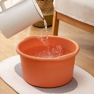 bayco 拜格 泡脚桶 家用加厚塑料洗脚盆足疗桶足浴盆按摩盆单个橙色 BX6741