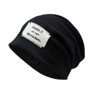 MAXVIVI 毛线帽男女 运动帽头巾薄款透气吸汗防晒防风防尘防乱发光头帽包头帽WMZ933068 黑色白标