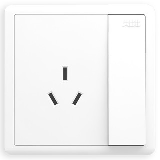ABB 开关插座面板 86型10A三孔一开带开关插座 远致系列 白色 AO223