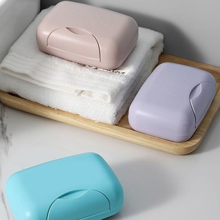 JAJALIN 加加林 带盖可携带旅行香皂盒 锁扣便携手工皂盒肥皂盒 塑料 蓝色大号
