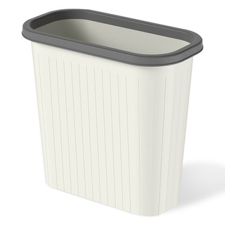 本迪 11L夹缝压圈垃圾桶环保分类塑料垃圾篓 家用厨房卫生间办公耐用加厚大容量纸篓 白色
