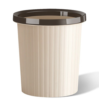 本迪 11L咖色压圈垃圾桶环保分类塑料垃圾篓 家用厨房卫生间办公耐用加厚大容量纸篓