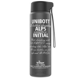 unibott 优道 直身塑料水杯 淡墨黑 500ml