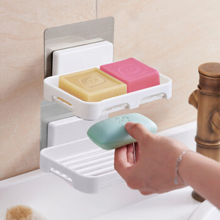 MENGTING 梦庭 肥皂盒香皂盒架无痕贴免打孔浴室置物架1# 2只装 1405