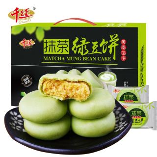 千丝 抹茶绿豆饼 整箱2斤早餐面包馅饼厦门特产礼盒小吃网红零食休闲食品零食 抹茶绿豆饼两斤整箱