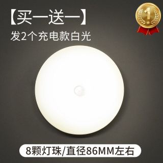 QIFAN 启梵 led楼梯人体感应灯夜间智能小夜灯充电 86mm直径充电白