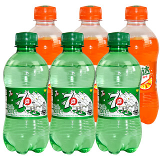 pepsi 百事 可乐七喜美年达橙味碳酸饮料小瓶混装汽水300mlx6瓶