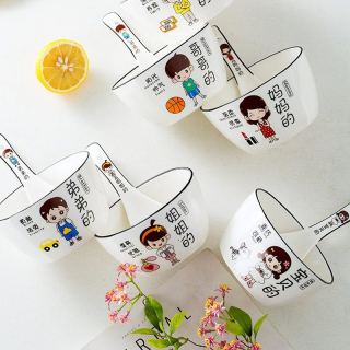 萌物坊 亲子碗家用创意卡通一家四口专人专用家庭碗区分餐具套装 爸爸+妈妈+男孩+男孩