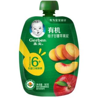 Gerber 嘉宝 婴儿有机果泥 3段 桃子甘薯苹果味 90g