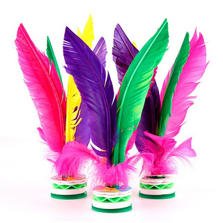 紫湖 彩色鹅毛毽子 大号儿童毽子比赛专用 彩色羽毛牛筋底3个装