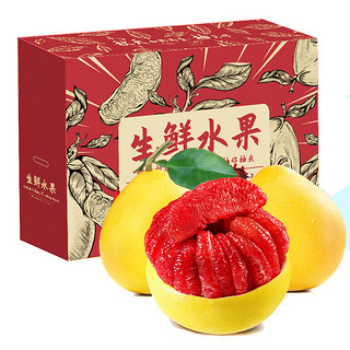 鲜桃记 福建平和红肉红心蜜柚子4.5-5斤 单果1000g 2个装