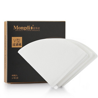 Mongdio 咖啡滤纸 V60滴漏式手冲咖啡过滤纸 1-2人份漂白40枚