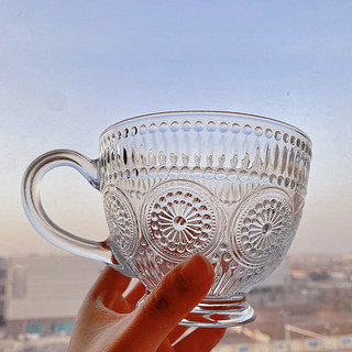 萌物坊 欧式浮雕杯具套装 透明浮雕杯 2个装