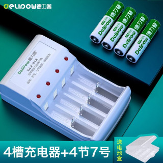 Delipow 德力普 充电电池 5号/7号电池 配12节电池充电器套装适用玩具/遥控器/鼠标键盘 充电器+4节7号电池